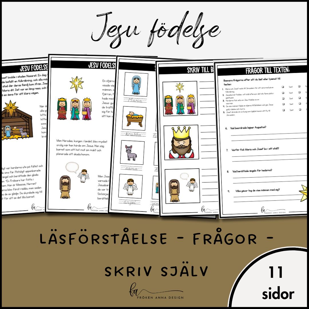 Jesu födelse – Arbetshäfte med läsförståelse