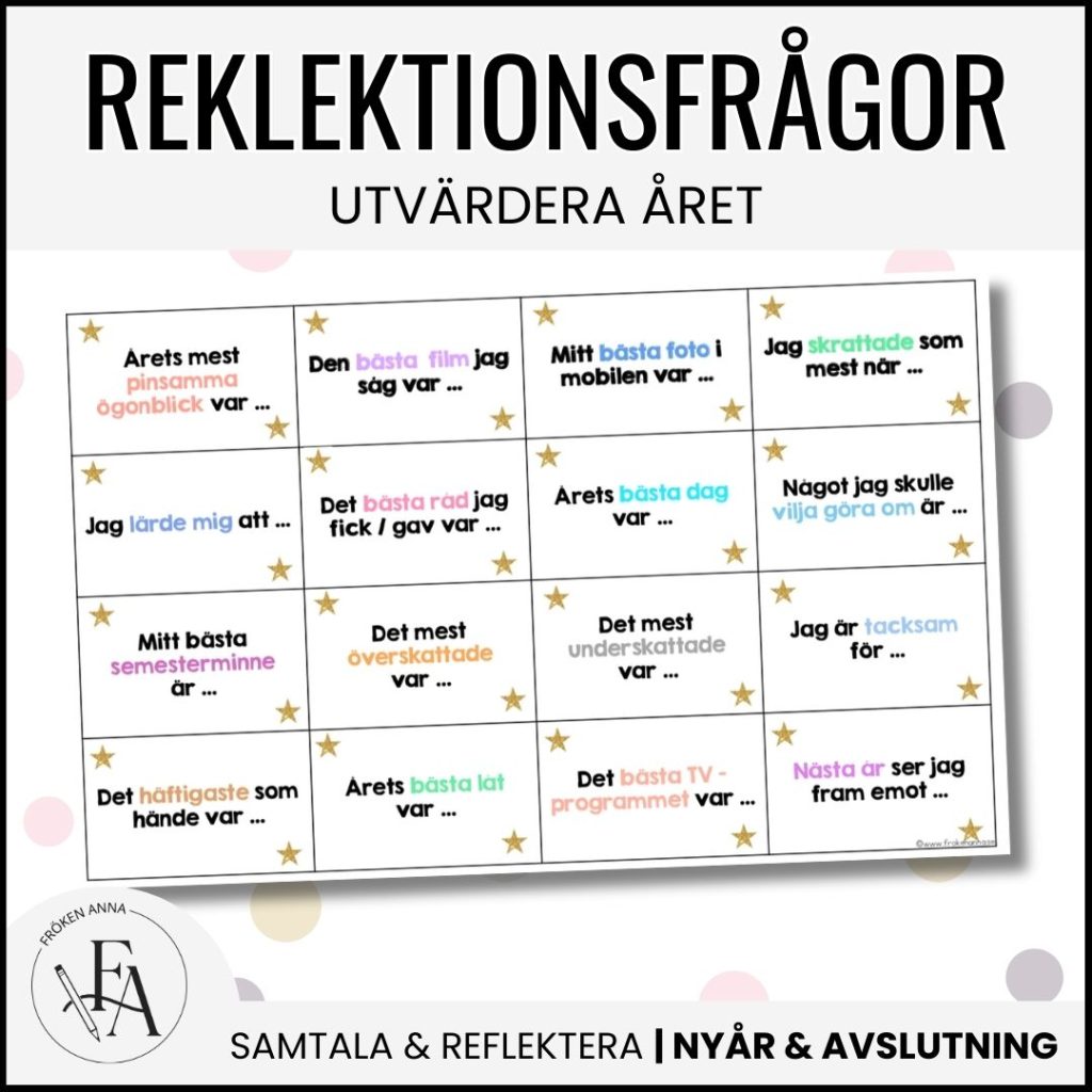 Nyårsuppdrag / Reflektionsfrågor från året som gick