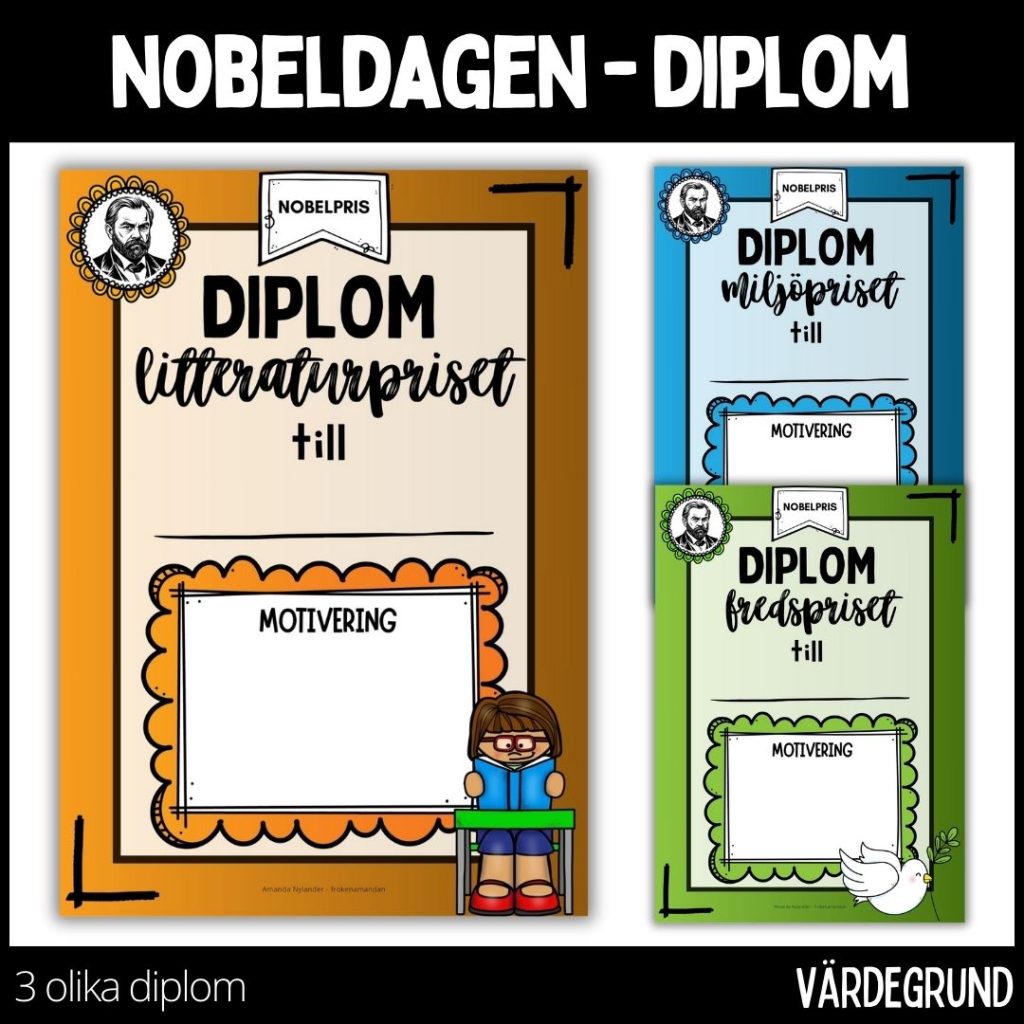 Diplom – 3 olika diplom / – nobeldagen