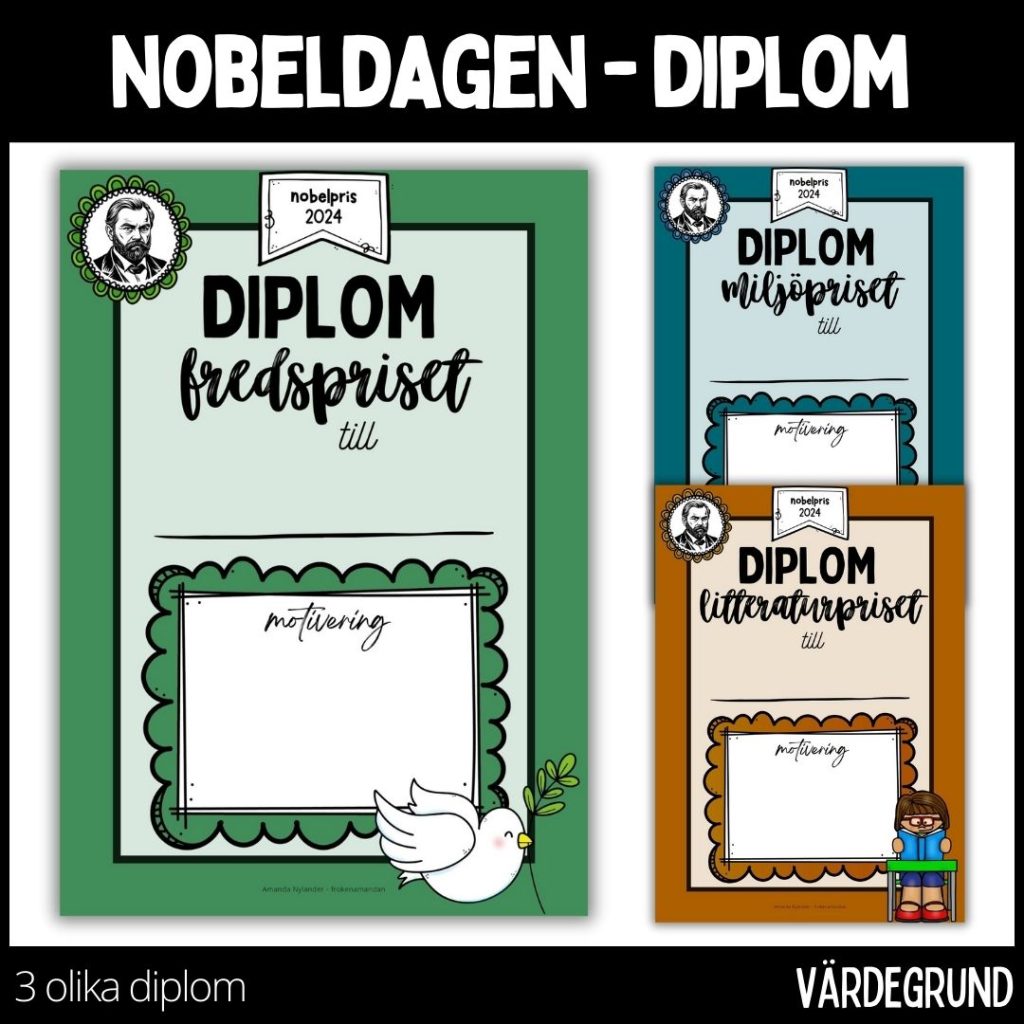 Diplom – 3 olika diplom / – nobeldagen