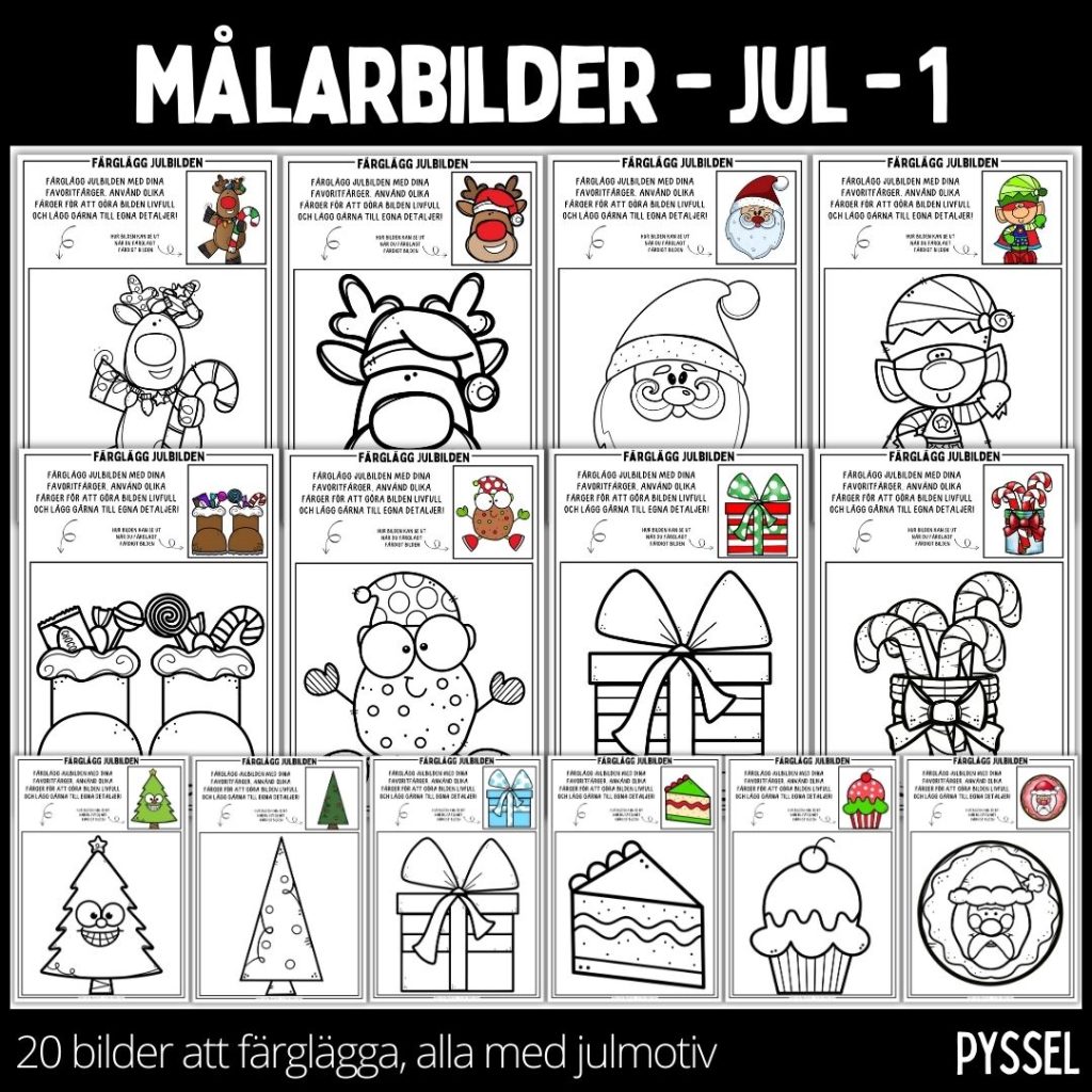 Målarbilder med julmotiv och stödstruktur – 20 stycken – 1