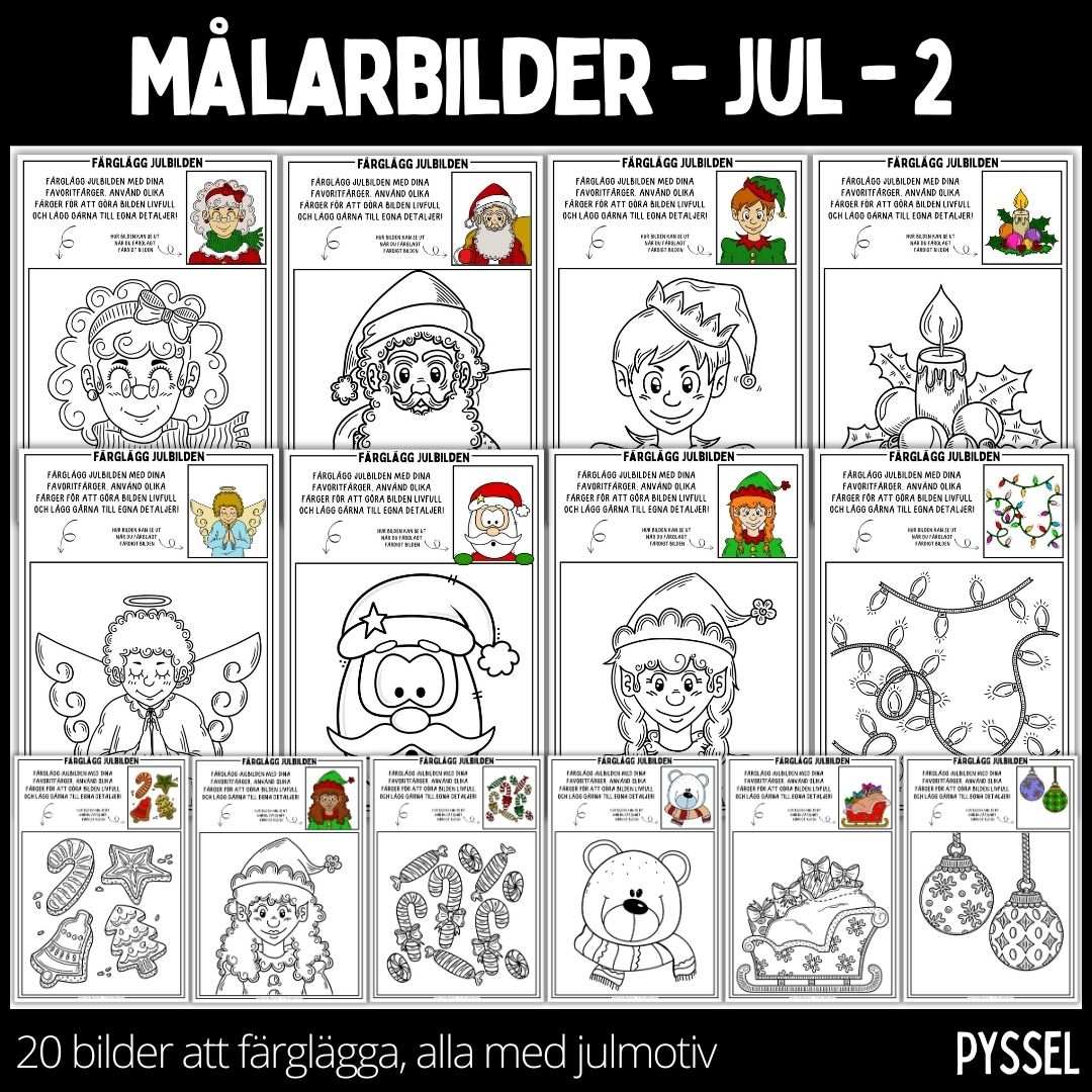 MÄlarbilder med julmotiv och stödstruktur - 20 stycken - 2