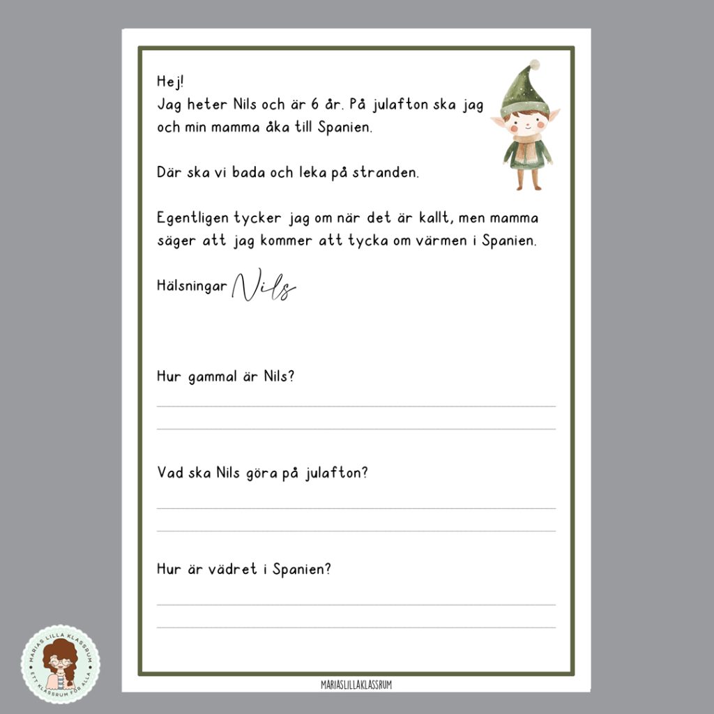 Läsförståelse – nissarnas jul