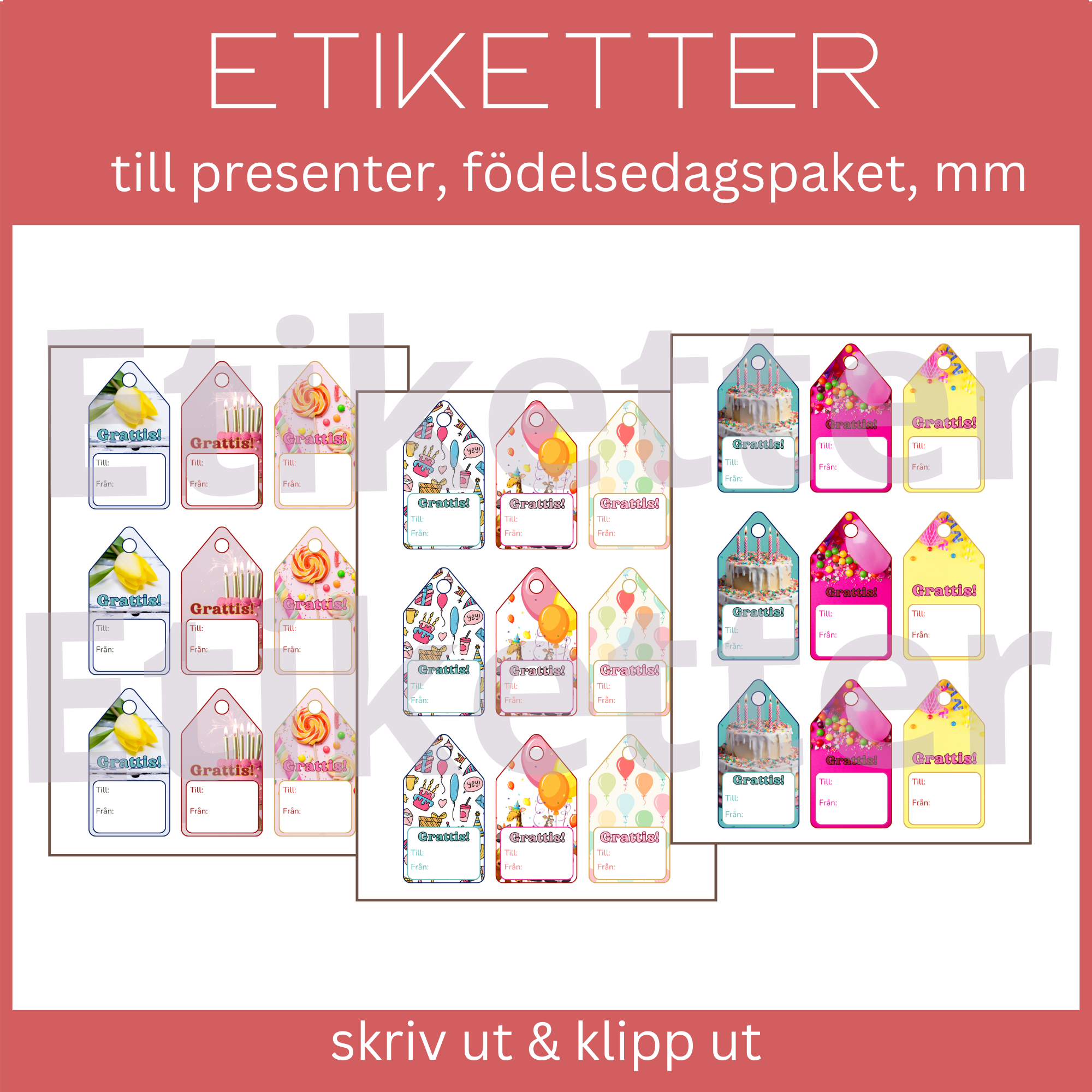 Etiketter till presenter för utskrift