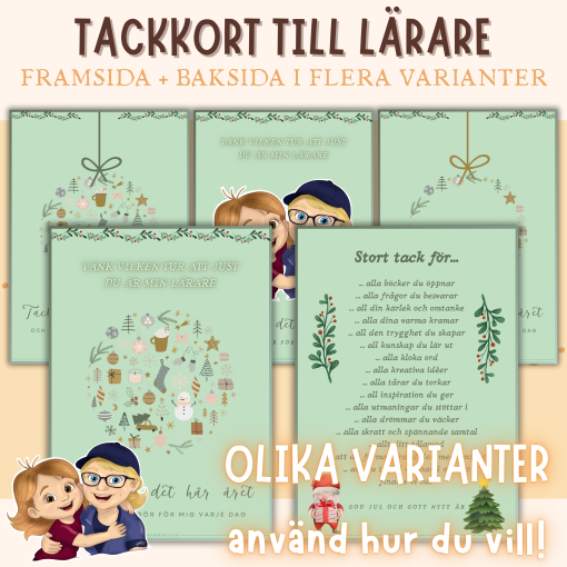 Tackkort till lärare - Jul