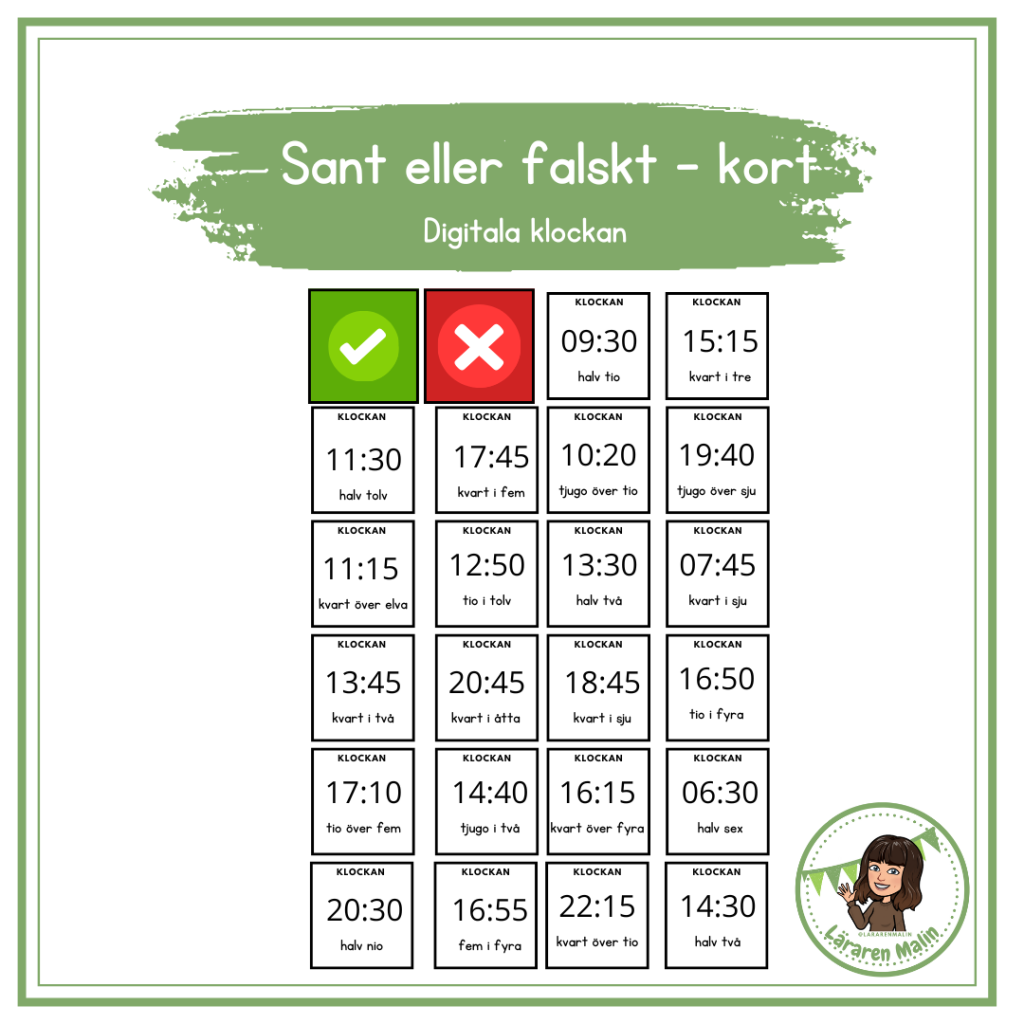 Sant eller falskt -digitala klockan