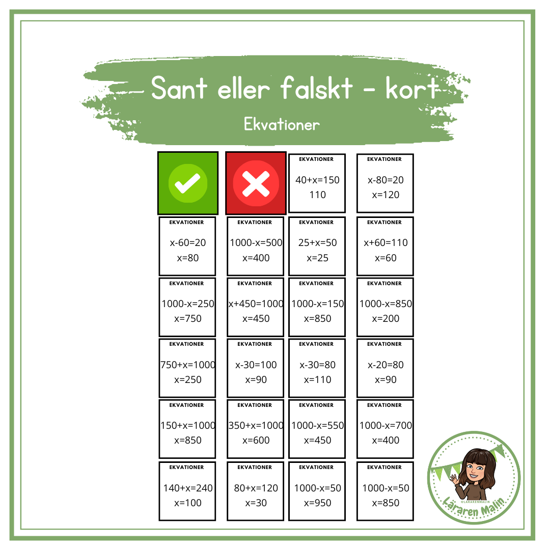 Sant eller falskt -ekvationer