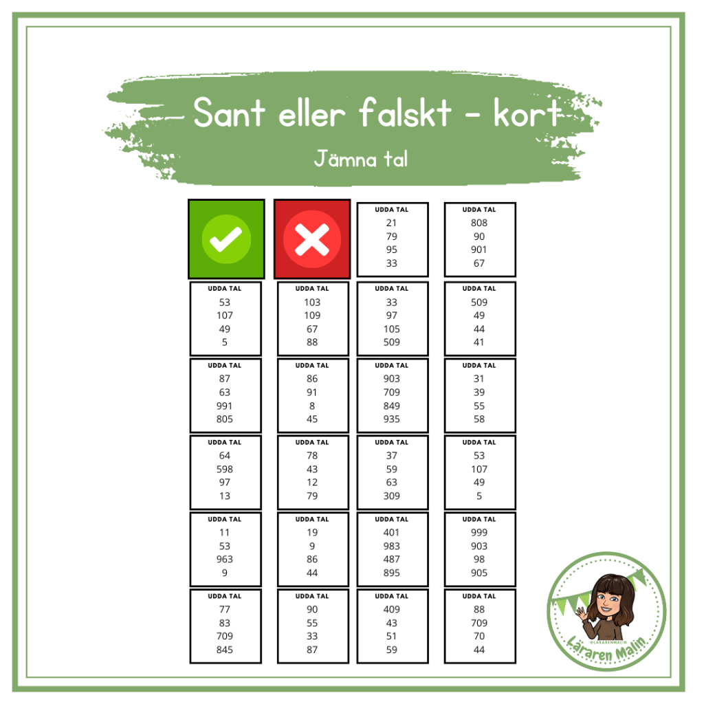 Sant eller falskt -jämna tal