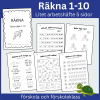 Räkna 1-10, litet arbetshäfte med 5 sidor för förskola och förskoleklass