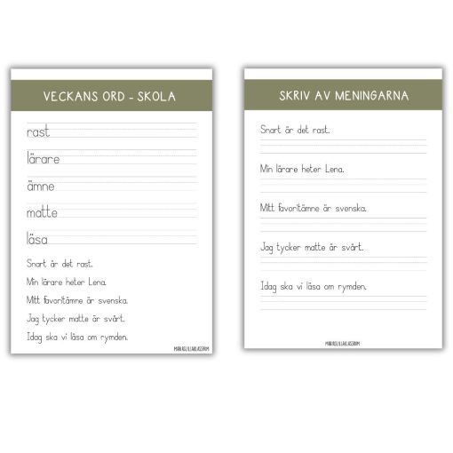 Veckans ord - skola