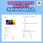 Spanska prov/test åk 6-7. Färger, hälsningsfraser, veckodagar, grammatik, läsförståelse, skrivuppgift. - bild 1