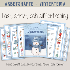 Arbetshäfte bokstäver och siffror - tema Vinter - 53 sidor
