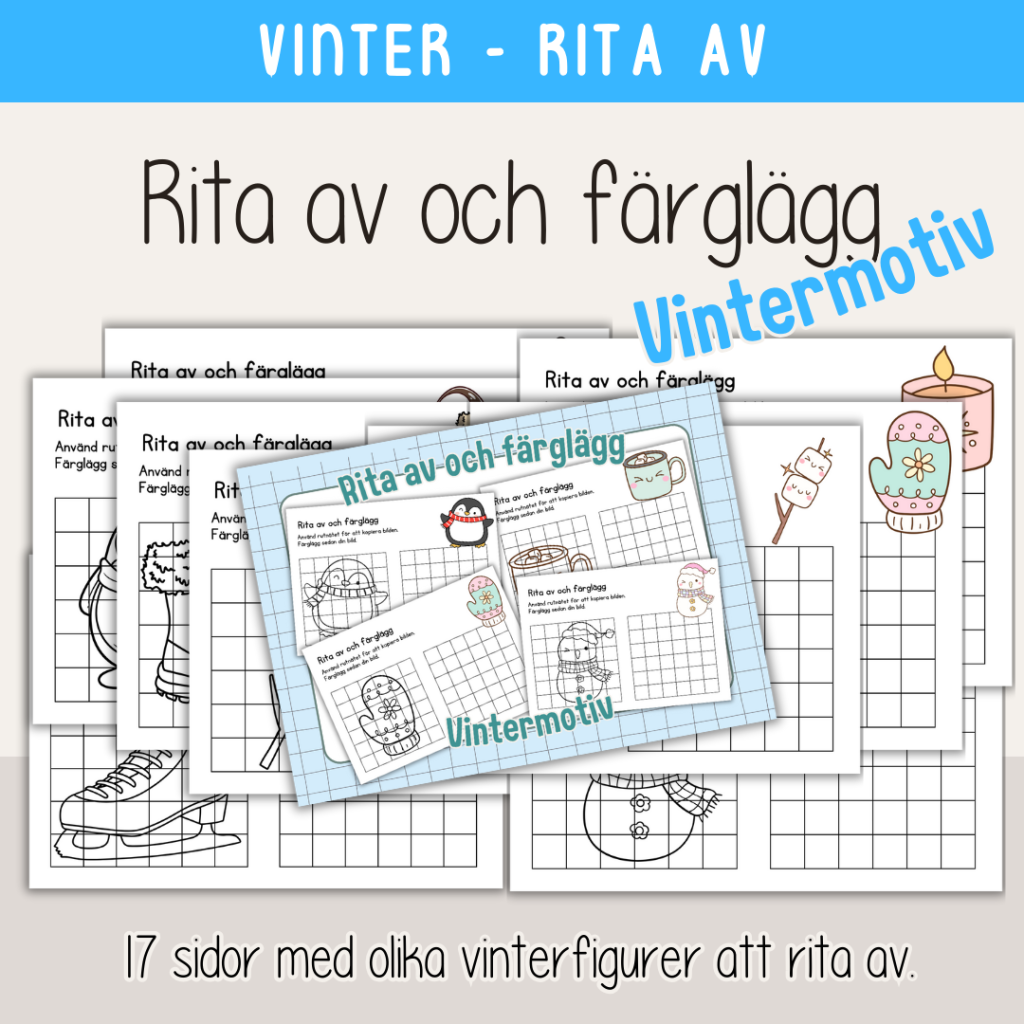 Vinter – Rita av och färglägg