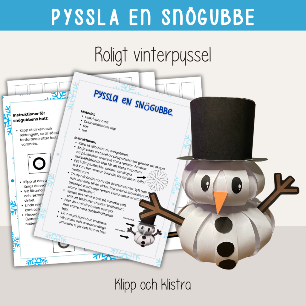 Vinter – Pyssla en snögubbe av papper