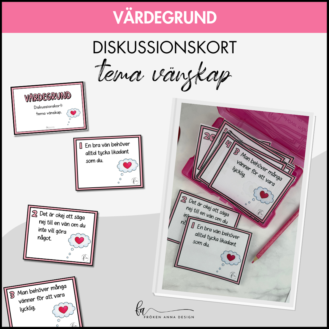 Värdegrundskort / Diskussionskort – tema vänskap