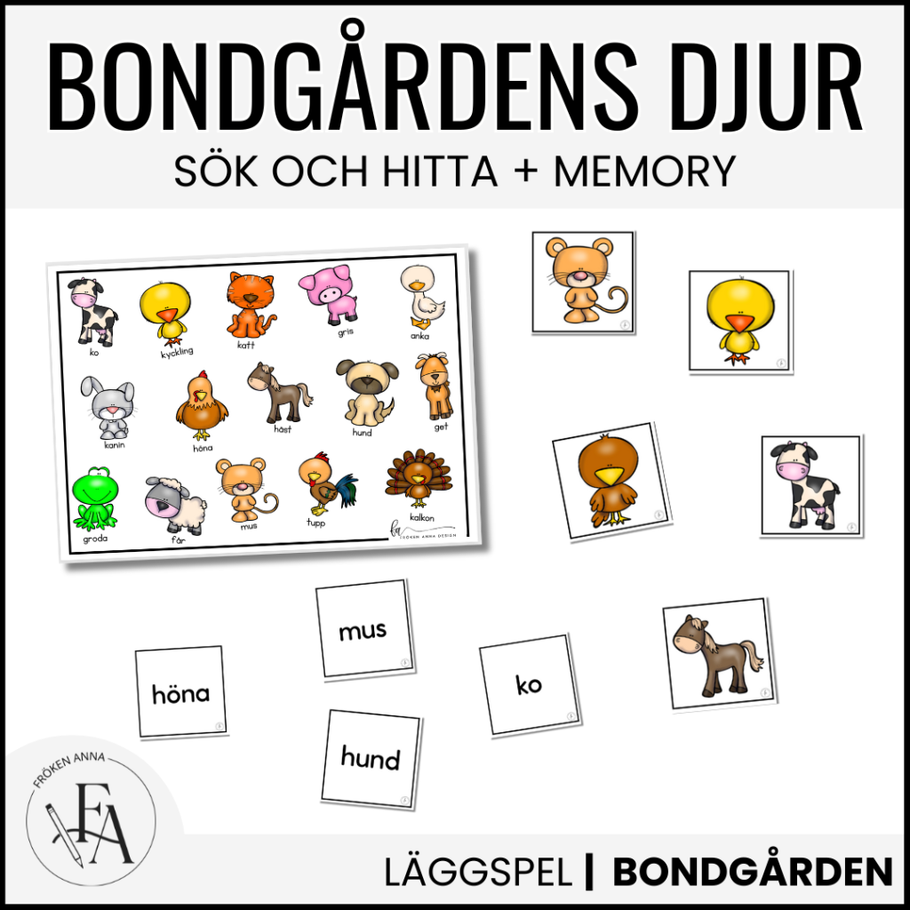 Bondgårdens djur – Memory och Sök & Hitta