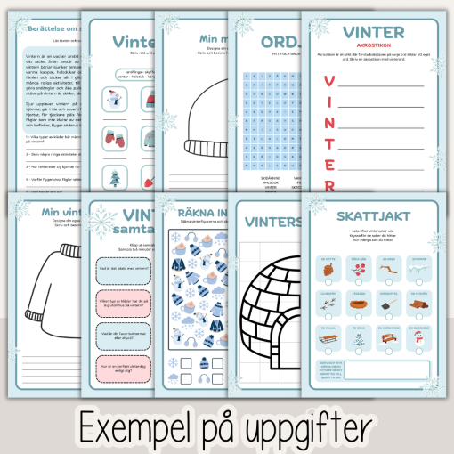 Vinter - 18 arbetsuppgifter med vintertema