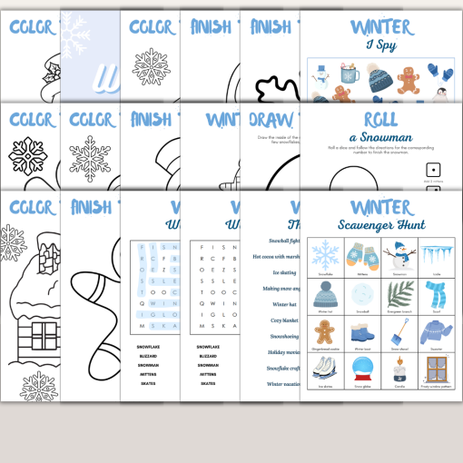Vinter - Engelska vinterord - Flashcards och skrivblad