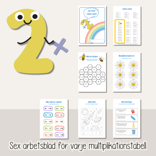 Multiplikation - Träna tvåans multiplikationstabell - Arbetshäfte