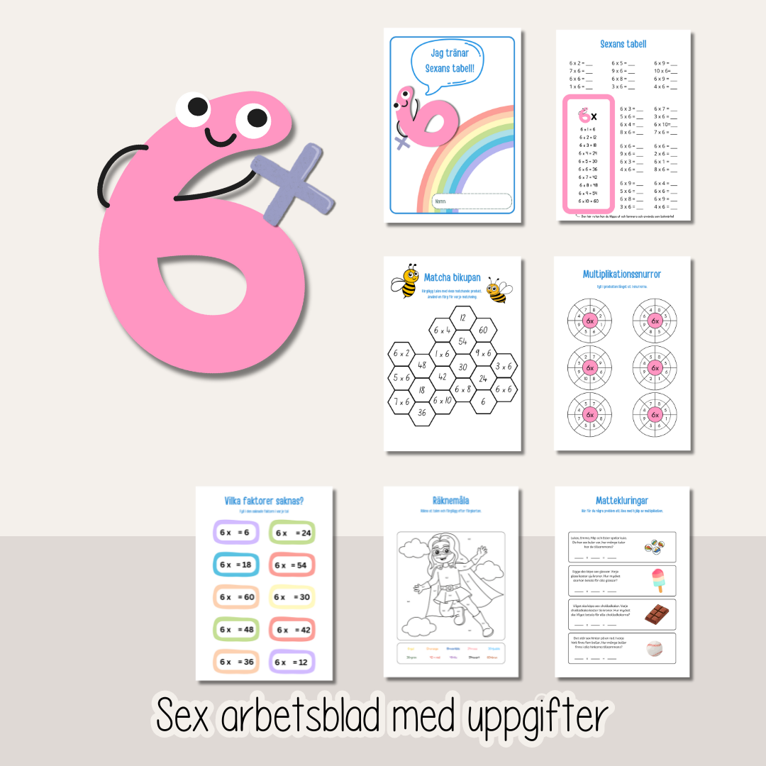 Multiplikation - Träna sexans multiplikationstabell - Arbetshäfte