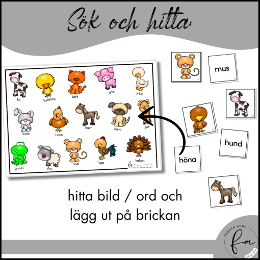 Bondgårdens djur - Memory och Sök & Hitta