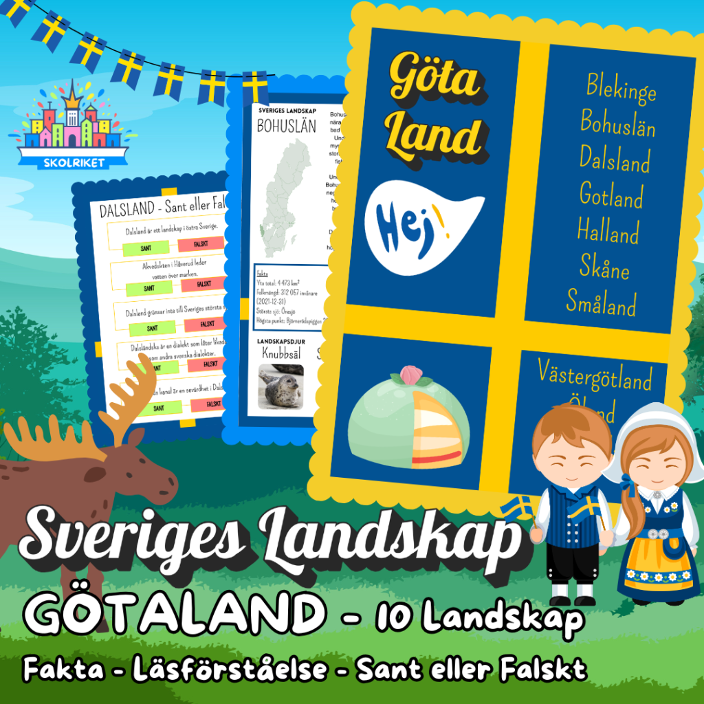 Sveriges Landskap – GÖTALAND – Fakta, Läsförståelse och Sant eller Falskt-frågor!