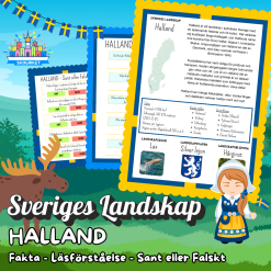 Sveriges Landskap - HALLAND - Fakta, Läsförståelse och Sant eller Falskt-frågor!