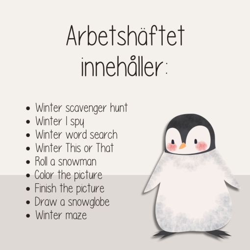 Vinter - Engelska vinterord - Flashcards och skrivblad