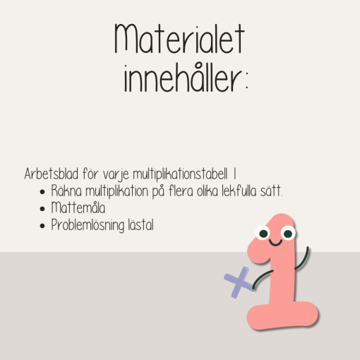 Multiplikation - Träna ettans multiplikationstabell - Arbetshäfte
