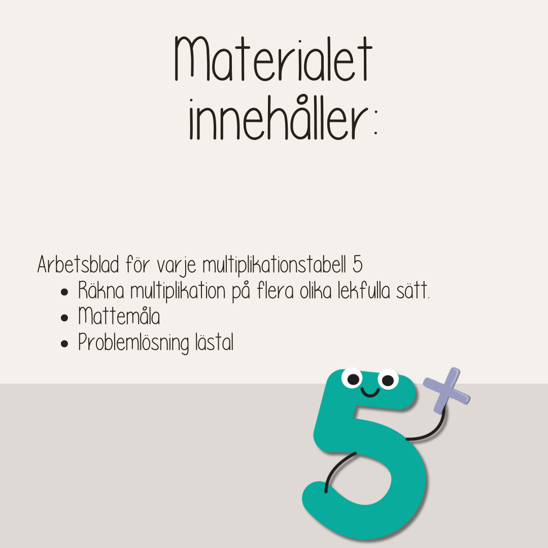 Multiplikation - Träna femmans multiplikationstabell - Arbetshäfte