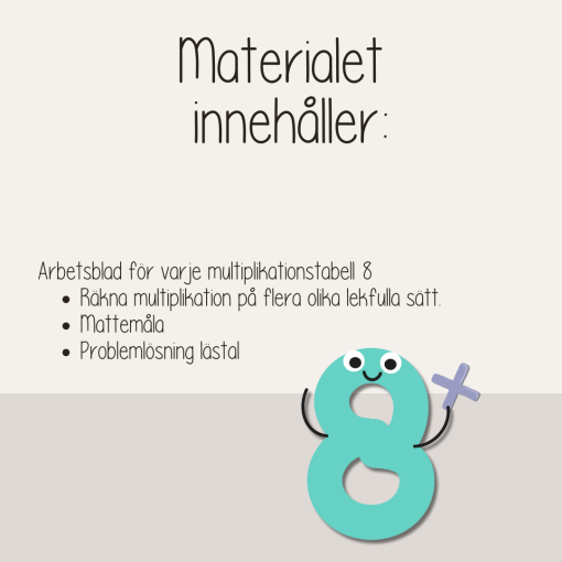 Multiplikation - Träna åttans multiplikationstabell - Arbetshäfte