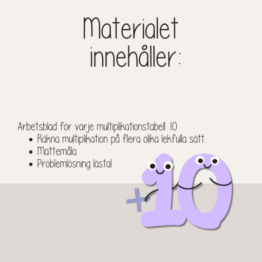 Multiplikation - Träna tians multiplikationstabell - Arbetshäfte