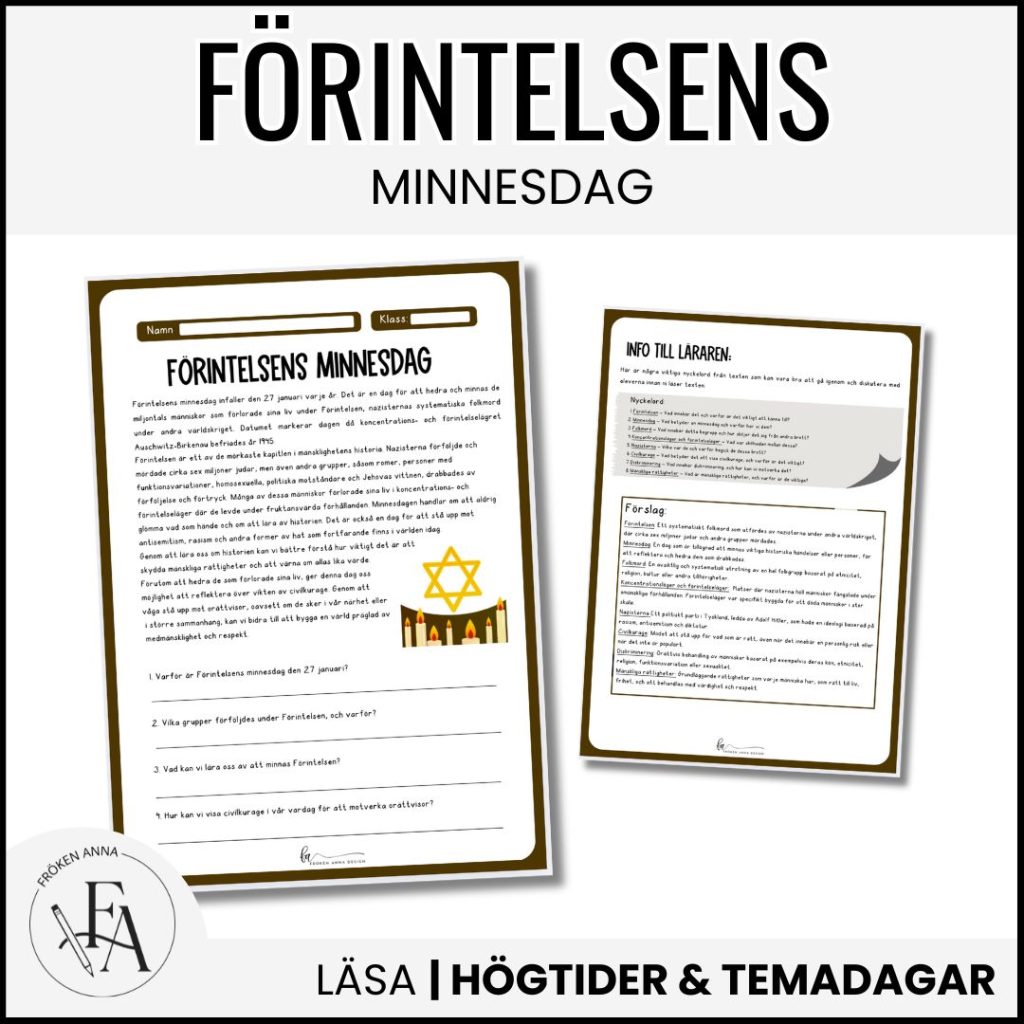 Förintelsens Minnesdag – Läsförståelse och nyckelord