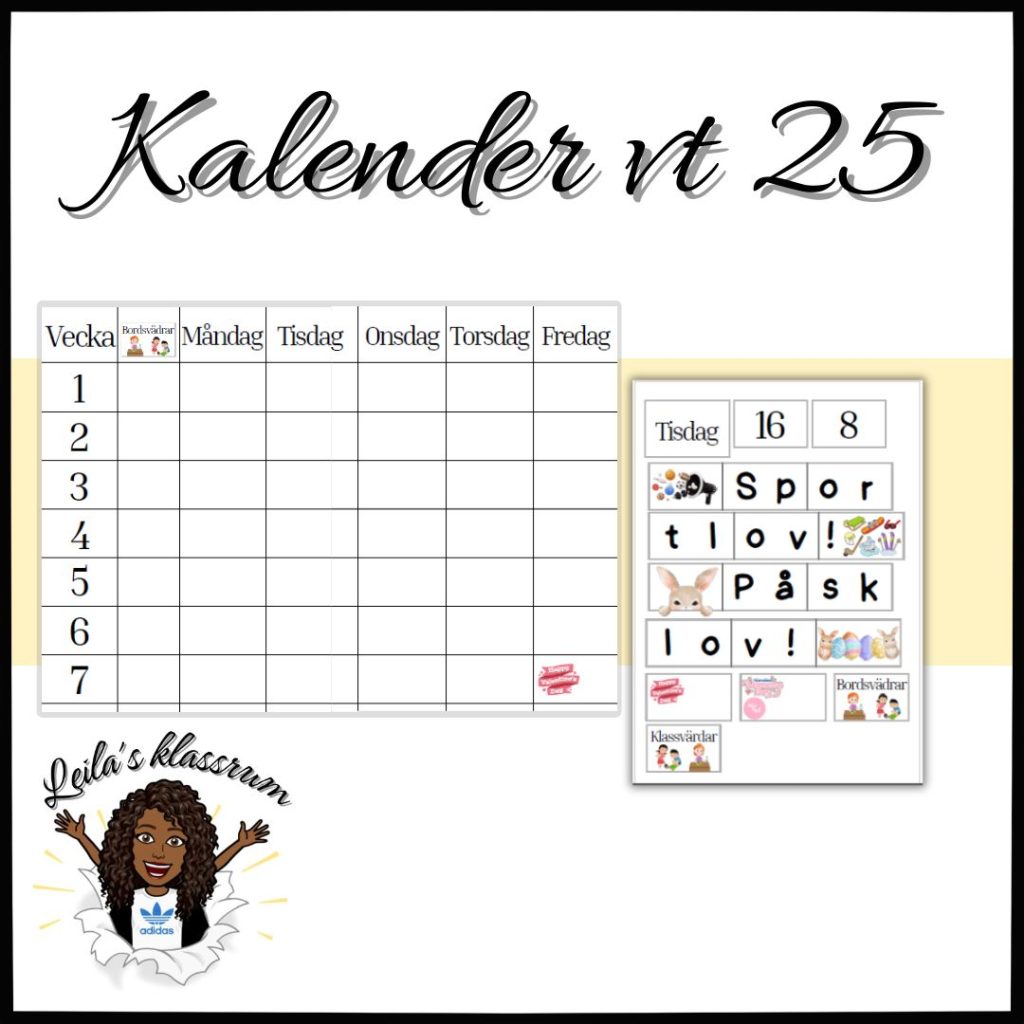 Kalender vt 25 till vägg eller dörr