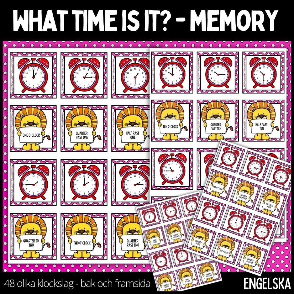 What time is it? – memory – 48 olika klockslag