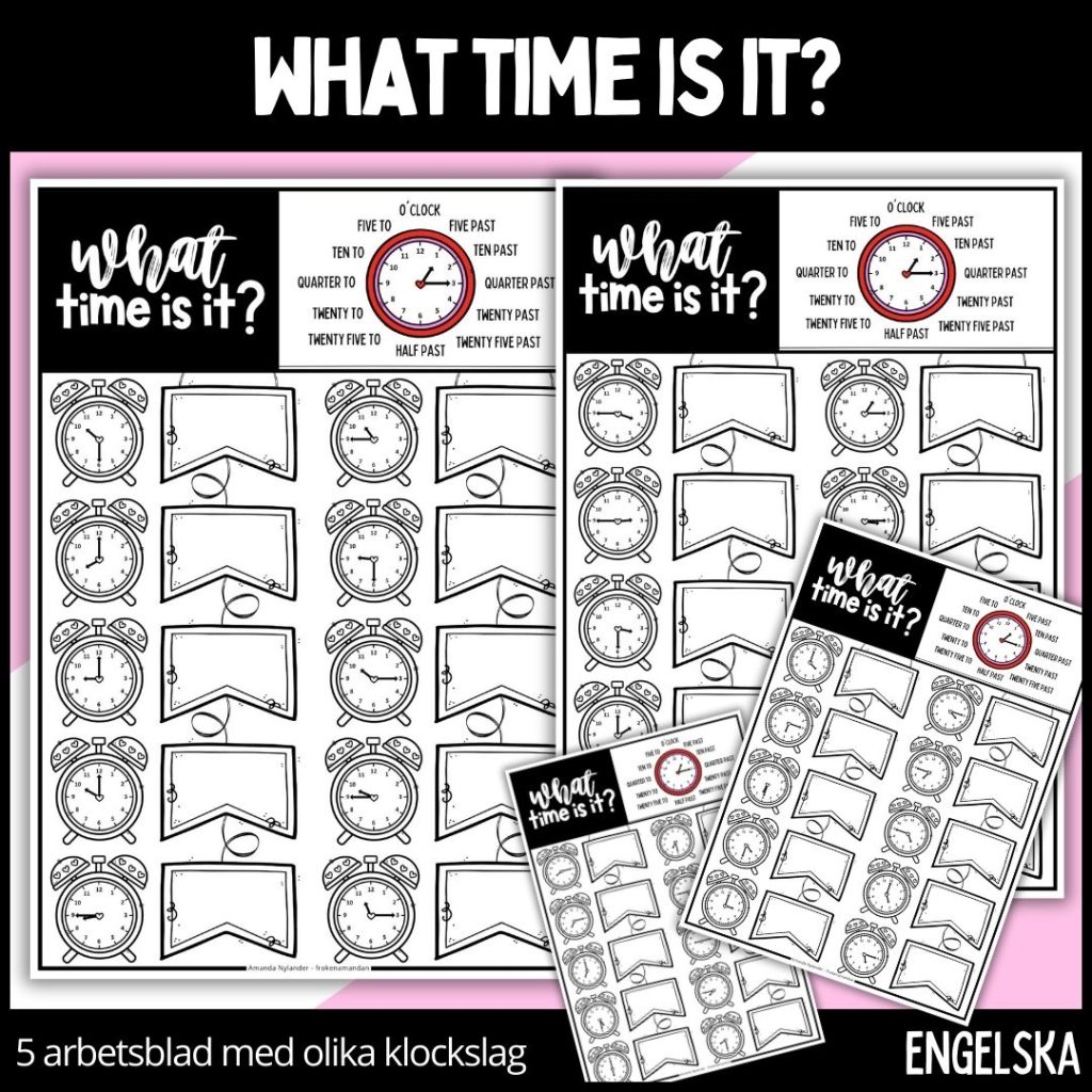 What time is it? – 5 arbetsblad