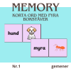 Memory med korta ord – 4 bokstäver – gemener