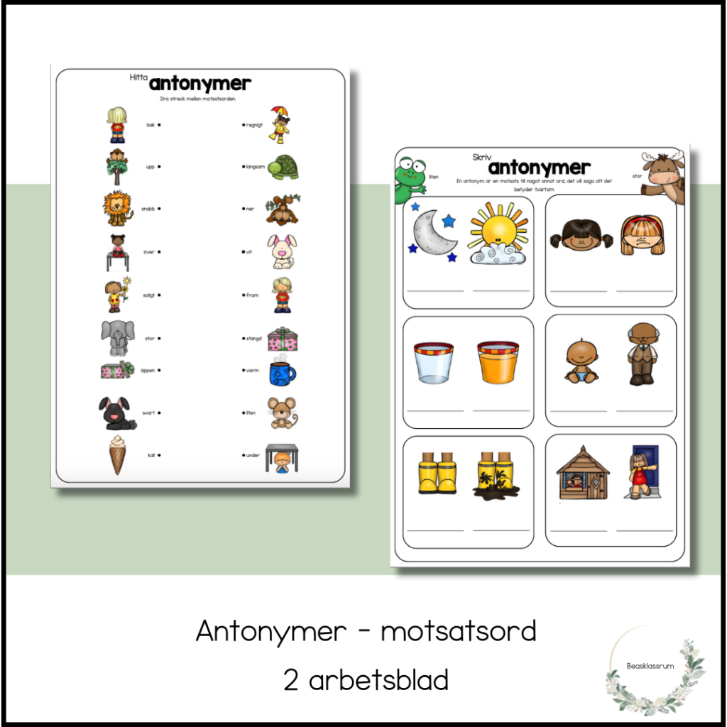 Antonymer – motsatsord