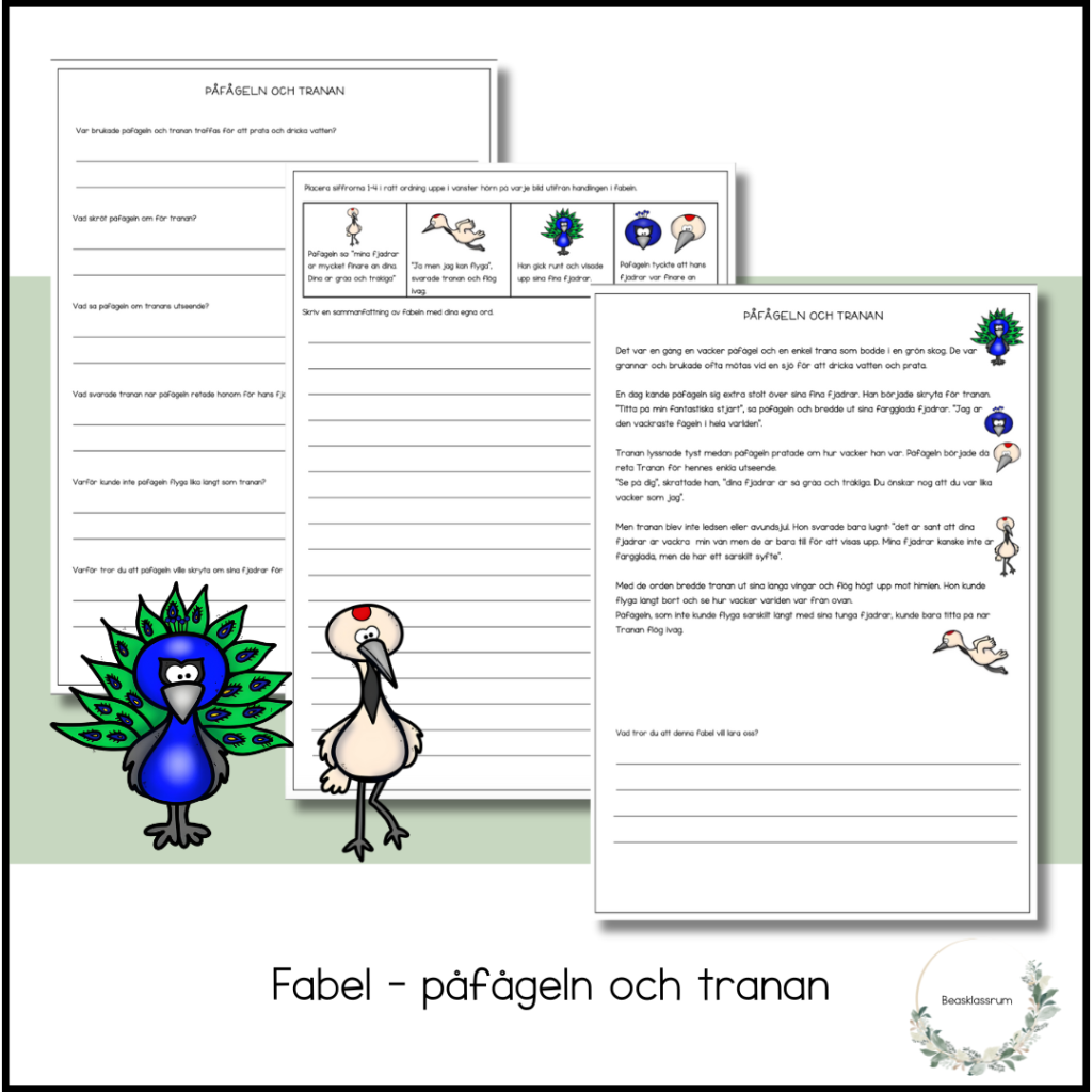 Fabel – påfågeln och tranan