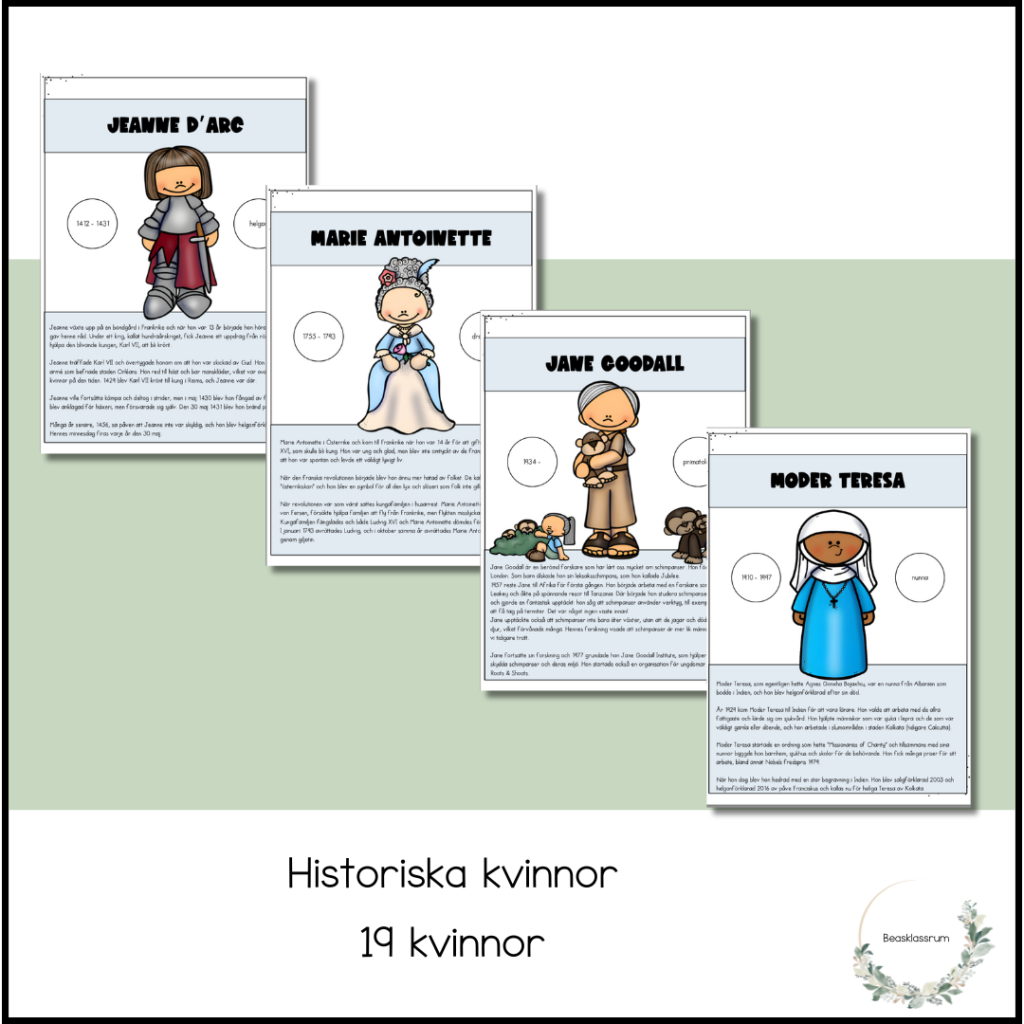 Historiska kvinnor – faktatexter