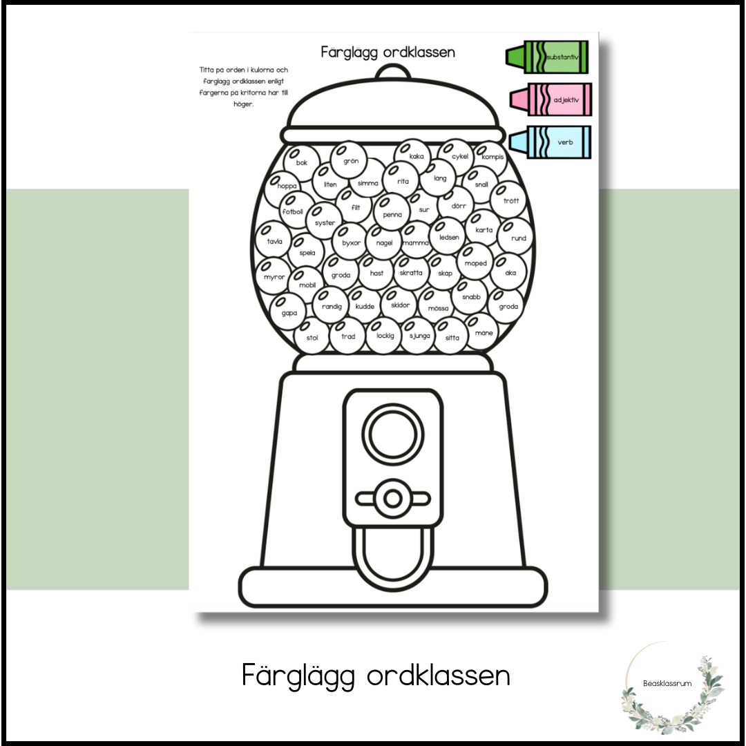 Färglägg ordklassen
