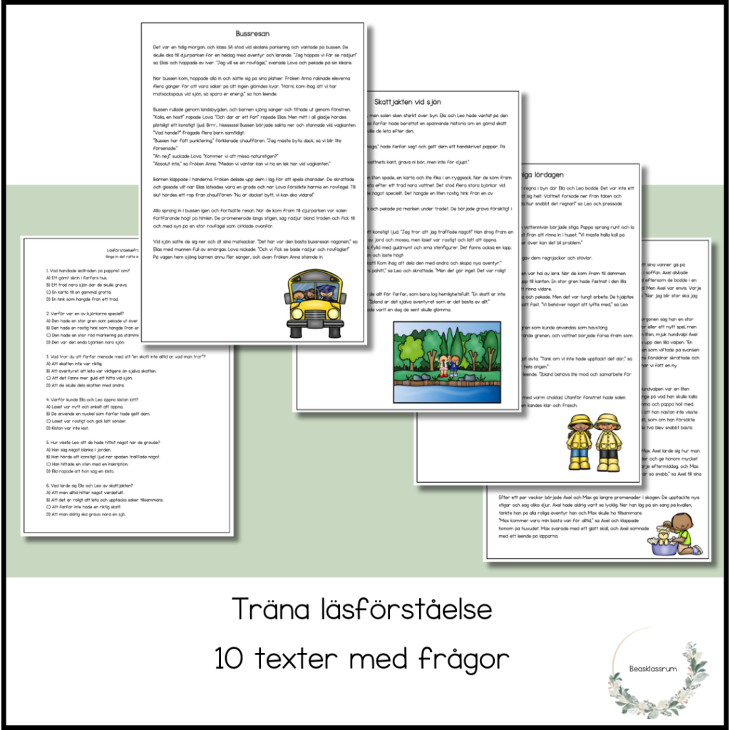 Träna läsförståelse – 10 texter