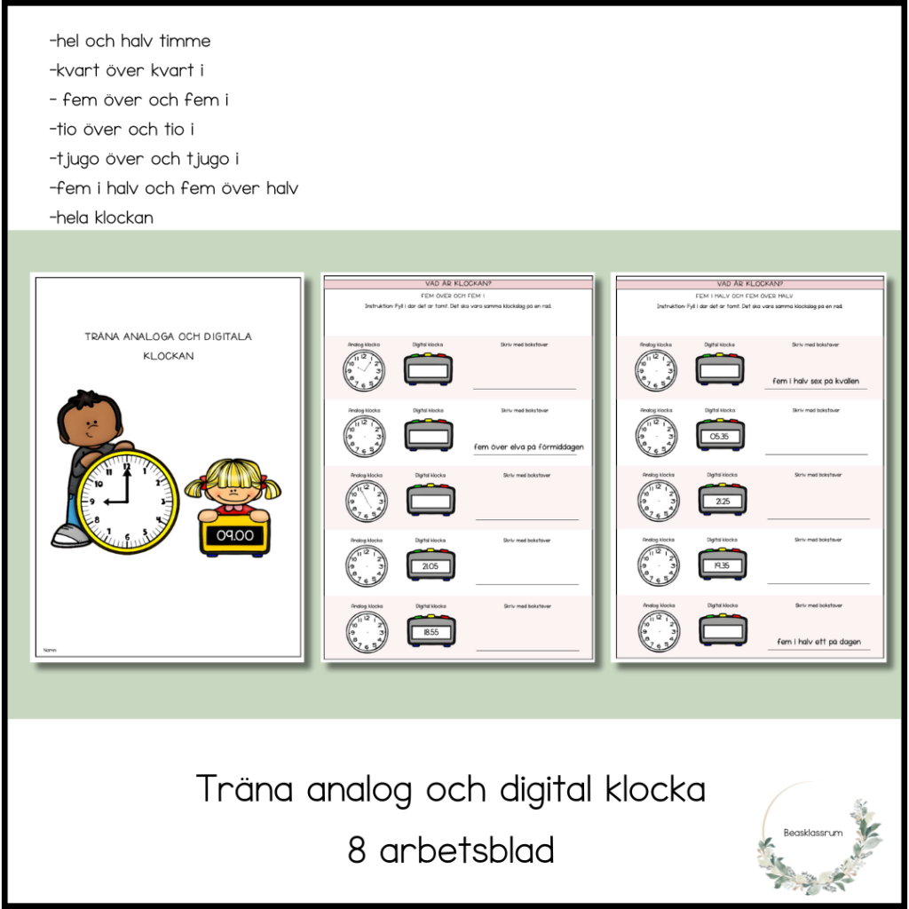 Träna analoga och digitala klockan