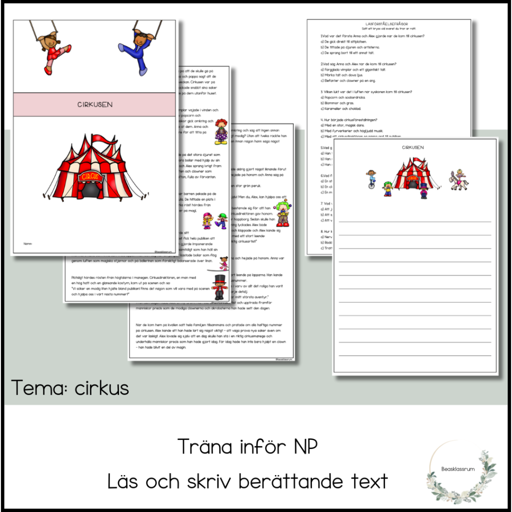 Läsförståelse Cirkusen – träna inför NP