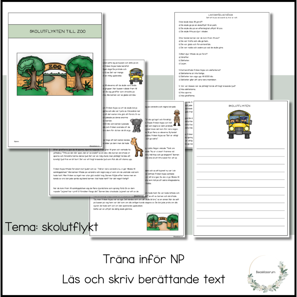 Läsförståelse Skolutflykten – träna inför NP