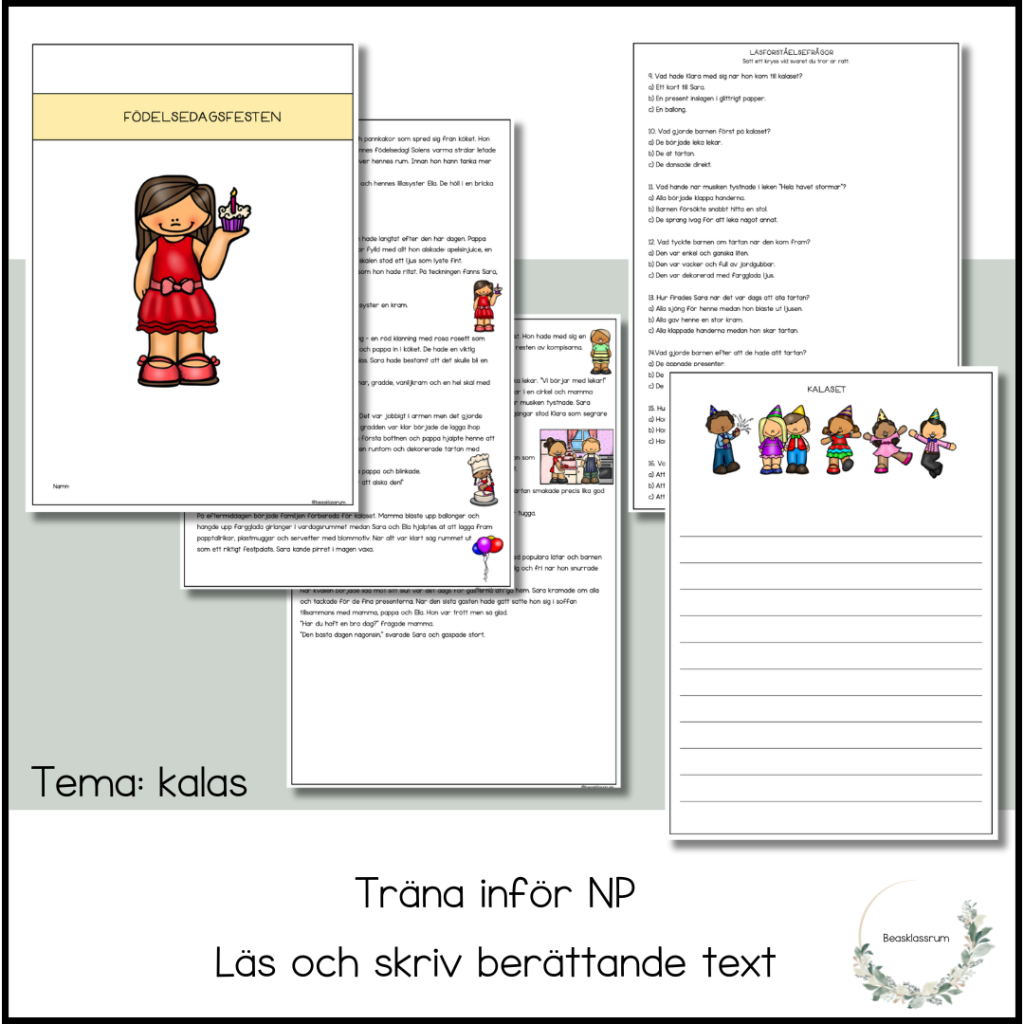 Läsförståelse Kalas – träna inför NP