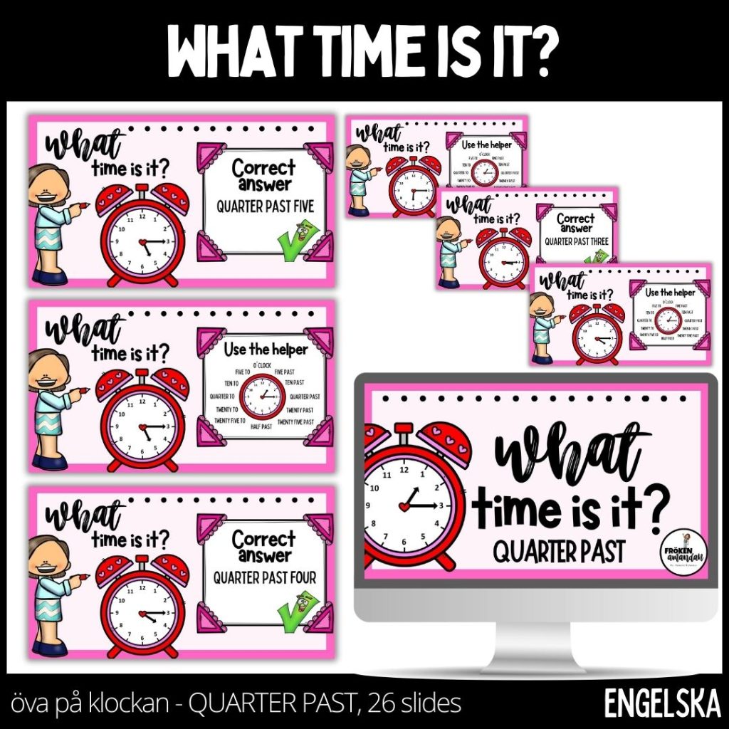 What time is it? – quarter past – 26 slides – presentation