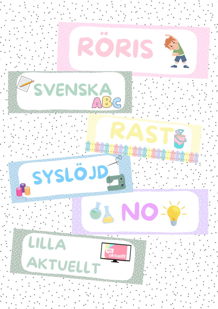 Schemaskyltar Pastell