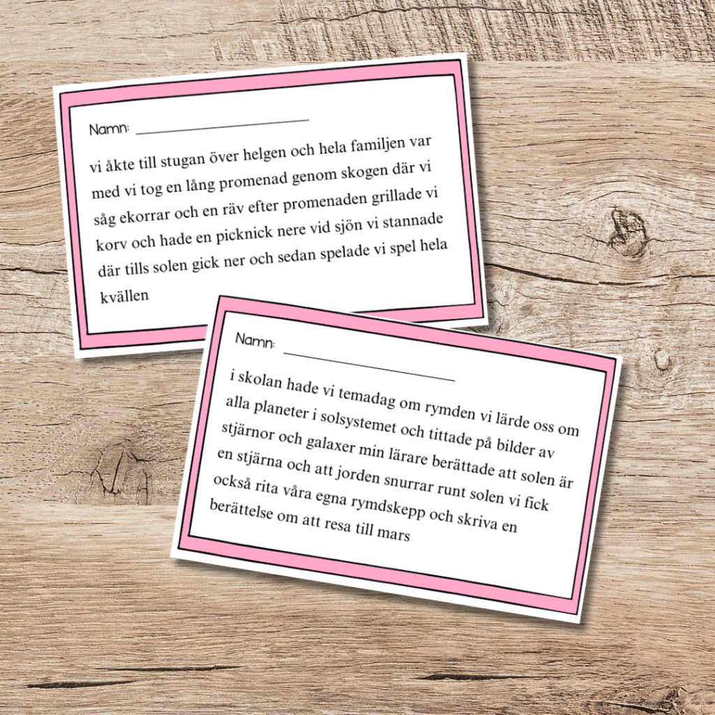 Startuppgifter Skiljetecken och stor bokstav