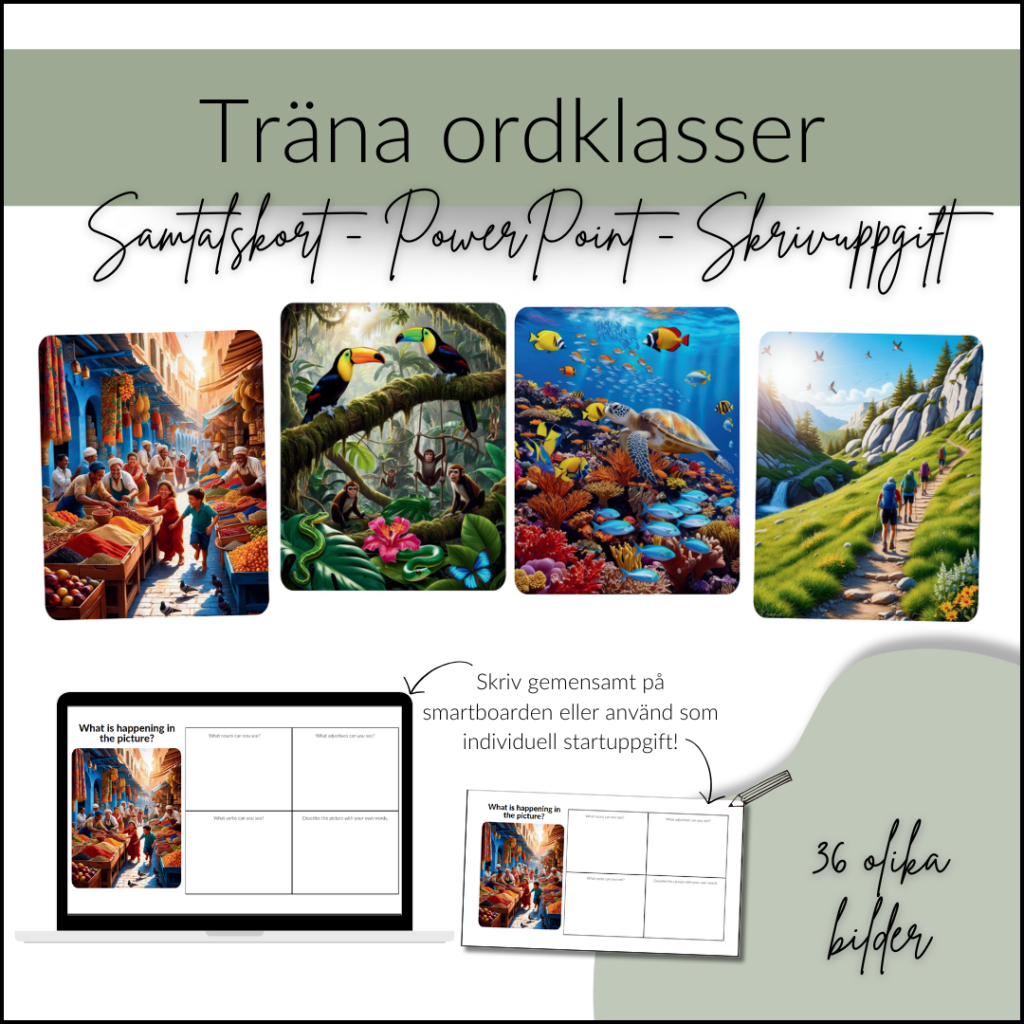 Träna ordklasser: Engelska